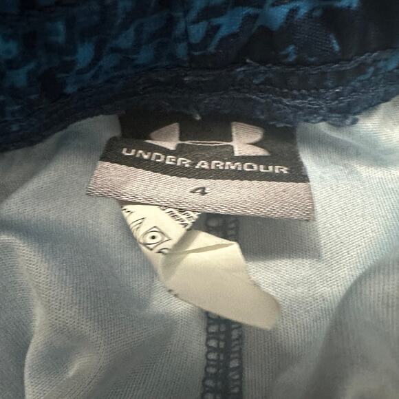 Under Armour Boys Size 4 Blue Shorts | Pink Logo | EUC - Picture 2 of 3
